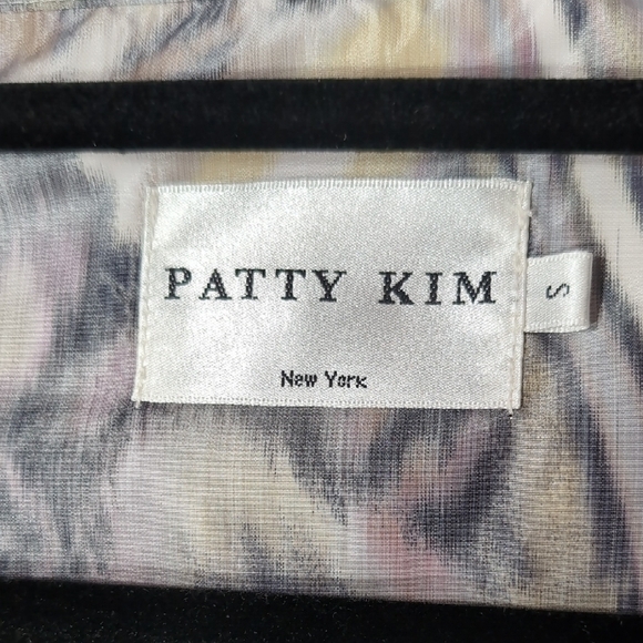 Patty Kim | Pastel Marble Wave Lightweight Utility Blazer Trench Jacket Size S - Picture 6 of 11